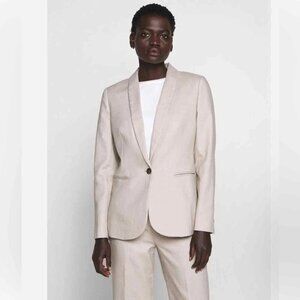 J Crew Womens Linen Parke Blazer Size 12 Tall Tan Business Careerwear Work NWT